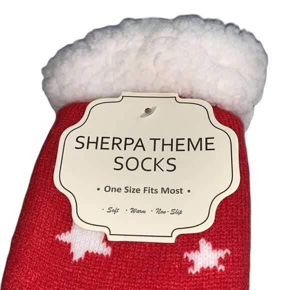NWT SHERPA Christmas Theme Socks - Sheep Pattern Slipper Socks Non-Slip - Picture 4 of 7